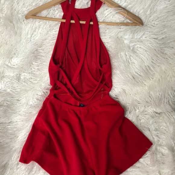 RED OPEN BACK ROMPER WITH TAG - Picture 2 of 2